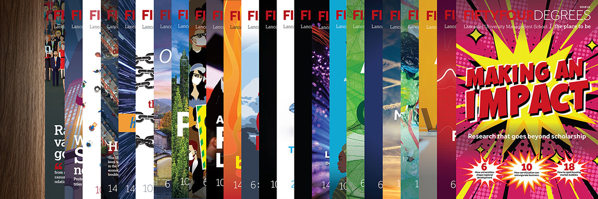 A display of 54 degrees magazine covers