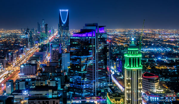 Saudi Arabia by night from the air