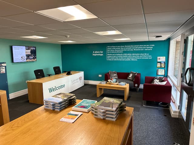 Interior with chairs, tables and sofas