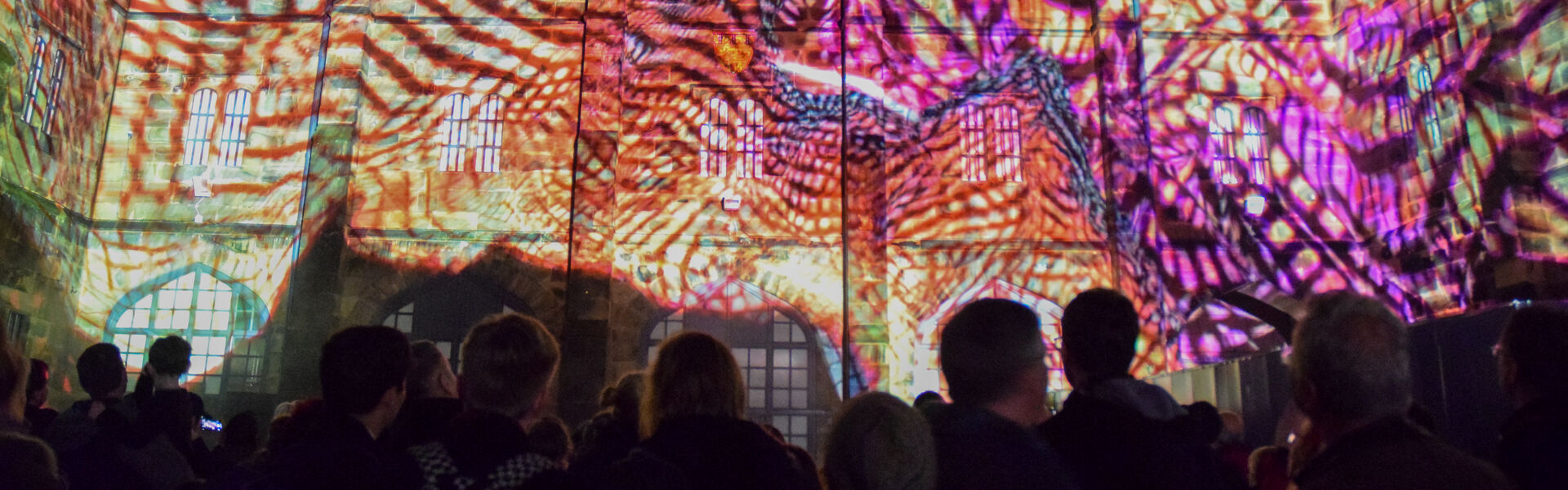 View of Lancaster City Centre, showing houses, the Castle and the Priory