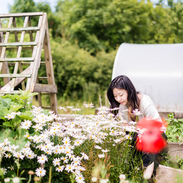 A students works in the ECOHub