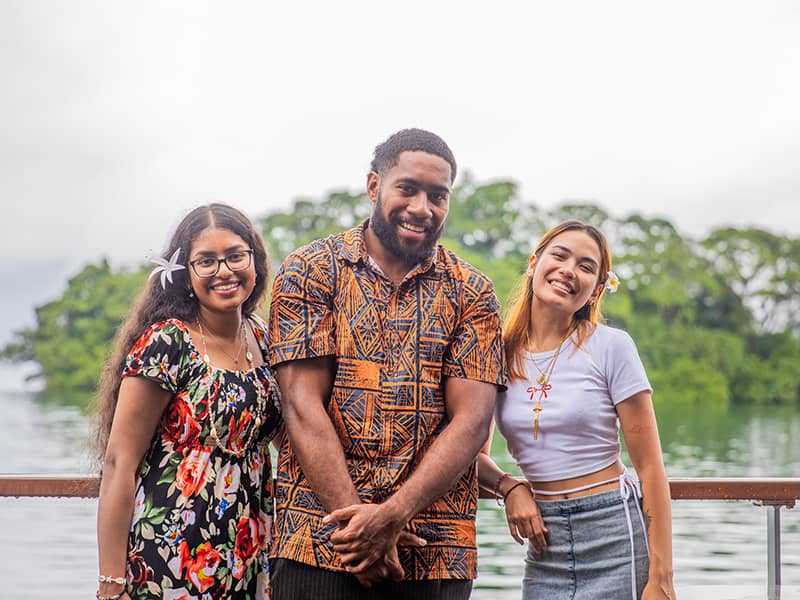 Students with ThinkPacific partner in Fiji